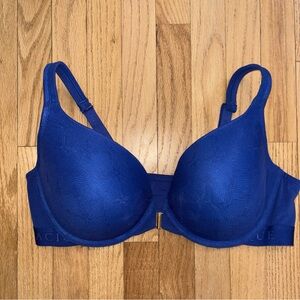 Cacique Boost Plunge Deep Blue Front Clasp Bra 42DD.